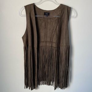 Faux-Suede Fringe Vest